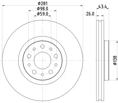 Ordena Ya Disco de freno HELLA 8DD 355 132-131 HELLA 8DD 355 132-131